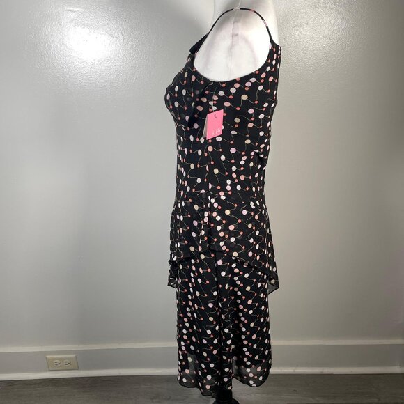 Le Pink Black Pink Polka Dots Asymmetrical Strap Neck Sleeveless Dress 10 NWT - Picture 5 of 12